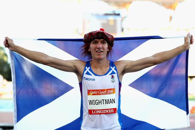 Recently-crowned world champion Jake Wightman celebrates winning bronze in the Men's 1500 metres final at the Gold Coast 2018 Commonwealth Games. (Photo by Mark Metcalfe/Getty Images)