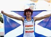 Recently-crowned world champion Jake Wightman celebrates winning bronze in the Men's 1500 metres final at the Gold Coast 2018 Commonwealth Games.  (Photo by Mark Metcalfe/Getty Images)