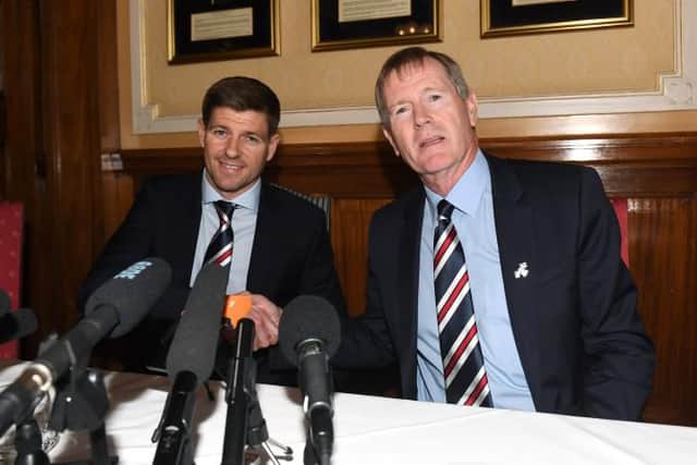 Steven Gerrard, pictured on the day of his unveiling as Rangers manager in May 2018, has paid tribute to the role of former chairman Dave King in the Ibrox club's imminent title success. (Photo by Craig Foy/SNS Group).
