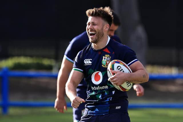 Ali Price laughs during a British & Irish Lions training session. Picture: David Rogers/Getty Images
