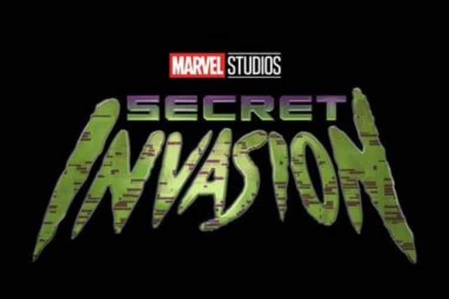 The logo for the upcoming show is a camouflaged green, reminiscent of the Skrulls' green skin. Photo: Marvel / Disney.