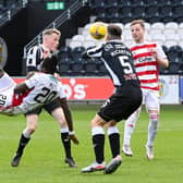 Hamilton's David Moyo attempts an overhead kick against St Mirren.