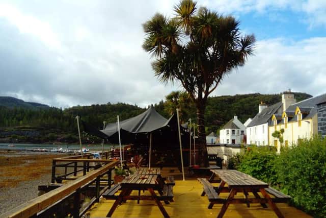 The palm tree was a striking feature in the Plockton Hotel garden for many years, popular with locals and visitors alike. Picture: Kathleen Macrae