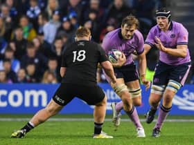 Scotland's Richie Gray, centre, has been cited for an incident in the New Zealand game. (Photo by Ross MacDonald / SNS Group)