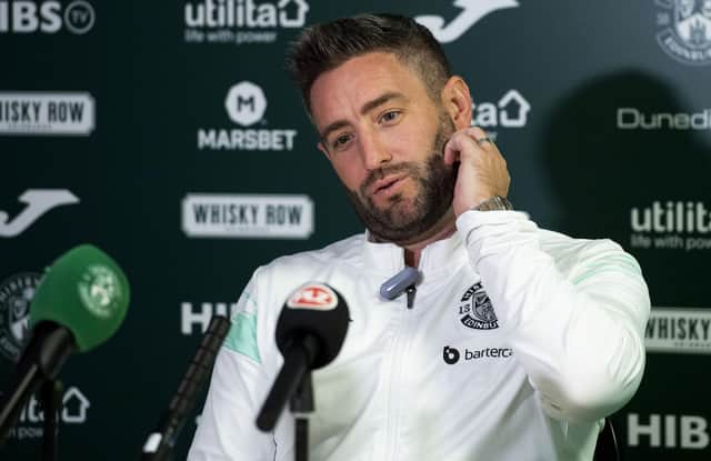 Hibs manager Lee Johnson during a Hibernian training session at the Hibernian Training Center, on September 29, 2022, in Edinburgh, Scotland. (Photo by Paul Devlin / SNS Group)