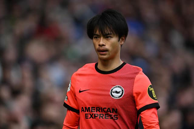 Former Celtic target Kaoru Mitoma in action for Brighton during their weekend win at Chelsea. (Photo by Mike Hewitt/Getty Images)