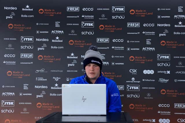 Bob MacIntyre conducts attends a virtual press conference ahead of the Made in HimmerLand presented by FREJA at Himmerland Golf & Spa Resort in Aalborg, Denmark. Picture: Andrew Redington/Getty Images.