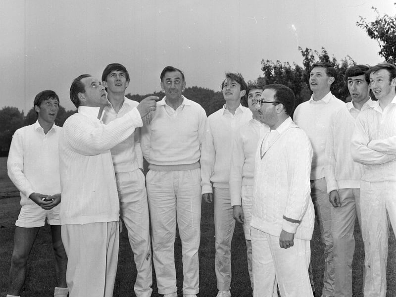 Cricket is still played on the Meadows today. This picture shows the Public Parks six-a-side cricket event, with B. Reid and R.Bindman at the toss, in July 1965.