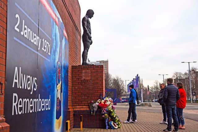 The John Greig statue was erected in memory of the 66 fans who lost their lives in the Ibrox Disaster, 1971. (Picture: SNS Group Gary Hutchison)