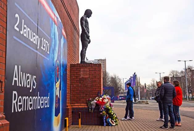 The John Greig statue was erected in memory of the 66 fans who lost their lives in the Ibrox Disaster, 1971. (Picture: SNS Group Gary Hutchison)