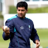 Majid Haq pictured during a Cricket Scotland training session in 2014.
