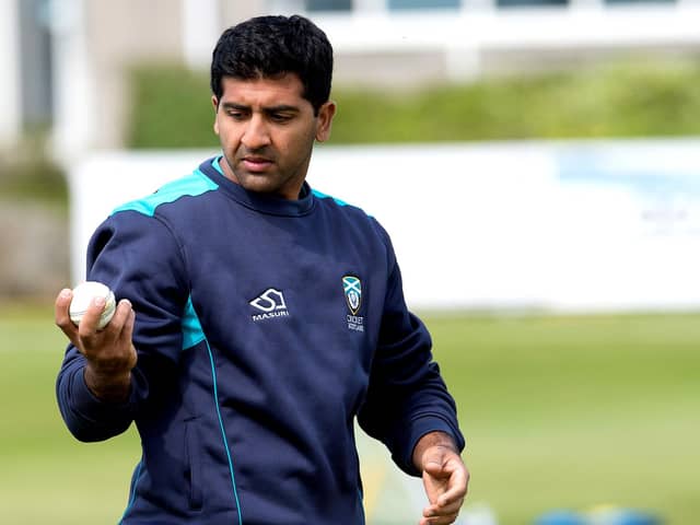 Majid Haq pictured during a Cricket Scotland training session in 2014.