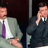 April 1991: Graeme Souness (left) looks distinctly ill-at-ease as Rangers chairman David Murray tells a packed press conference that the manager is to leave immediately for Liverpool