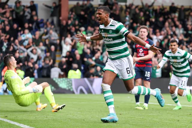 Moritz Jenz heads Celtic back into the lead on his debut against Ross County.