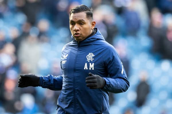 GLASGOW, SCOTLAND - JANUARY 02: Rangers' Alfredo Morelos during a cinch Premiership match between Rangers and Celtic at Ibrox Stadium, on January 02, 2023, in Glasgow, Scotland.  (Photo by Alan Harvey / SNS Group)