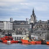 Oil support vessels in Aberdeen Harbour from onboard a Northlink Ferry