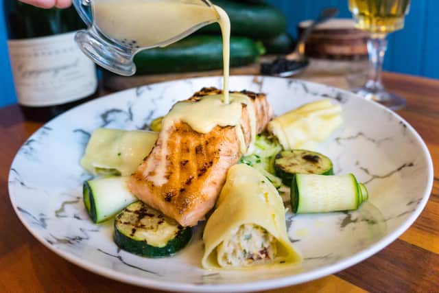 Taisteal salmon and courgette dish