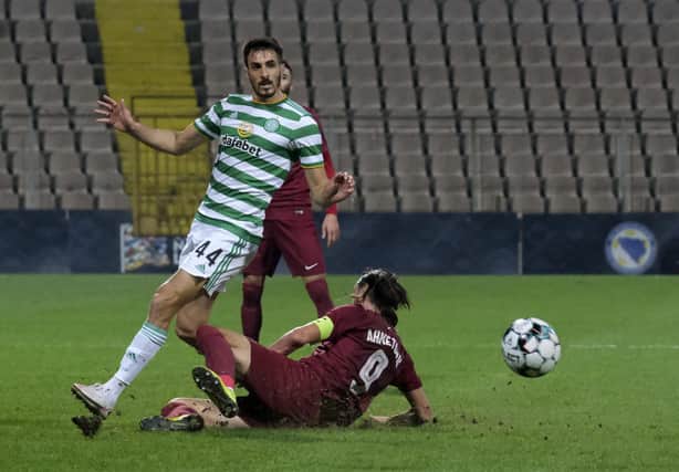 Hatem Elhamed fights for the ball with Sarajevo's Mersudin Ahmetovic. Picture: AP