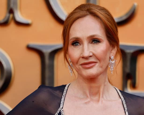 Writer J.K Rowling poses on the red carpet at the world premiere of the film Fantastic Beasts: The Secrets of Dumbledore in London in March 2022. Picture: Tolga Akmen / AFP