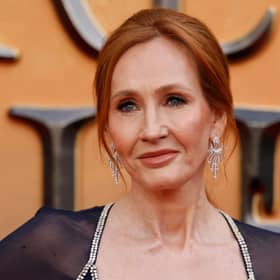 Writer J.K Rowling poses on the red carpet at the world premiere of the film Fantastic Beasts: The Secrets of Dumbledore in London in March 2022. Picture: Tolga Akmen / AFP
