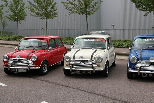 A scene from the Italian Job film using Mini Cooper cars was recreated during a celebration of the 50th anniversary of The Italian Job at the Mini plant in Oxford in 2009.