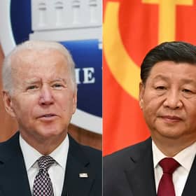 US President Joe Biden (left) spoke on China's President Xi Jinping (right) a day after talks between the two superpowers in Beijing. Picture: Mandel Ngan, Noel Celis/AFP via Getty Images