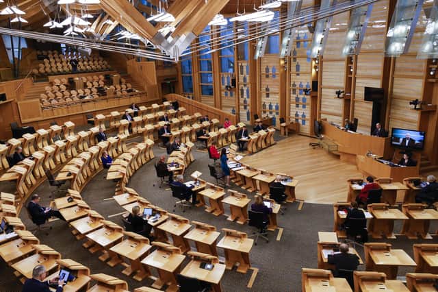 Kate Forbes delivers her budget at the Scottish Parliament. Picture: Robert Perry/Getty Images
