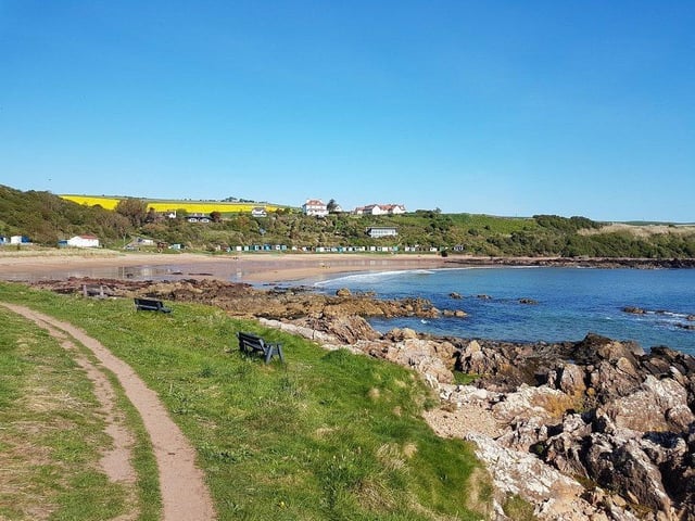 Coldingham Bay is on the beautiful East Berwickshire coast a short walk from pretty Coldingham Village. Holding the top Marine Conservation Society award for water quality, it's one of the cleanest beaches in the UK and there are public toilets. On a summy autumn day there are few better spots for a picnic in the area.