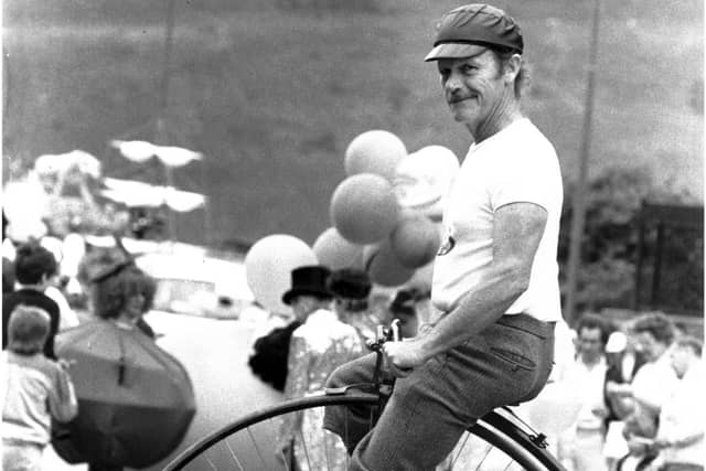 Loren Hufstetler on his Penny Farthing