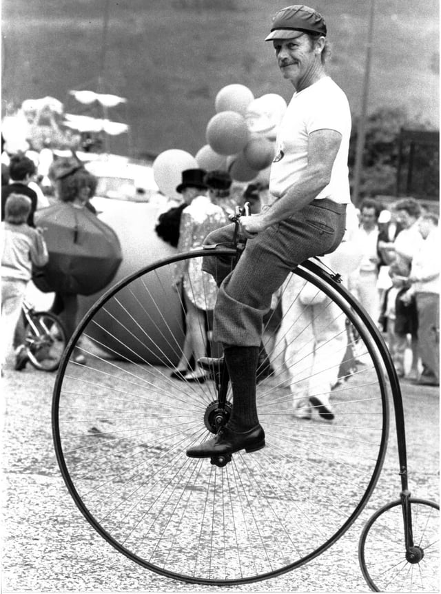 Loren Hufstetler on his Penny Farthing