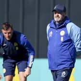 Steve Clarke oversees Scotland training ahead of Tuesday's match against Spain.