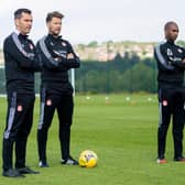 Stephen Glass alongside coaches Allan Russell and Henry Apaloo. (Photo by Ross MacDonald / SNS Group)