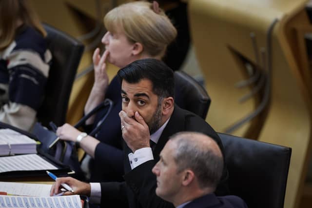 Humza Yousaf during First Minister's Questions at the Scottish Parliament. Picture: Jeff J Mitchell/Getty