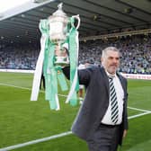 The cards fell beautifully for Ange Postecoglou to become Tottenham Hotspur manager immediately after landing a Scottish Cup that bagged Celtic a world-record eighth treble...and  the club he left behind have plenty to play as they seek a successor. (Photo by Mark Scates / SNS Group)