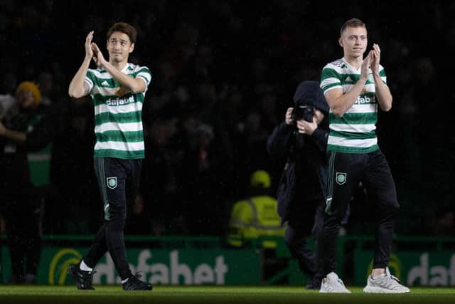 Two of Celtic's new recruits Yuki Kobayashi and Alistair Johnston. (Photo by Alan Harvey / SNS Group)