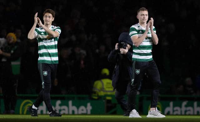 Two of Celtic's new recruits Yuki Kobayashi and Alistair Johnston. (Photo by Alan Harvey / SNS Group)
