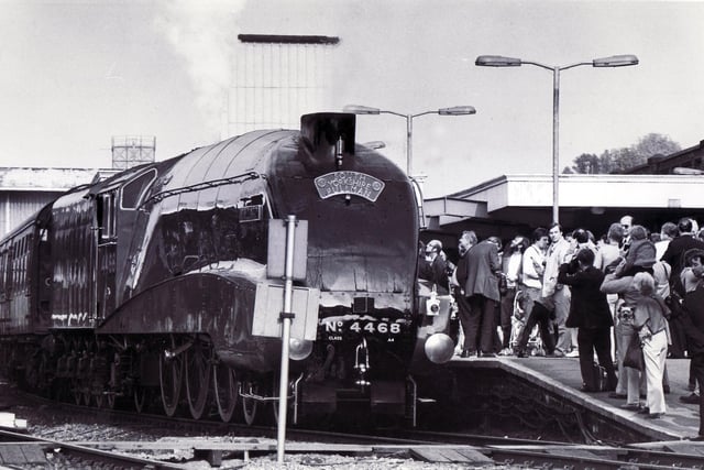 Steam engine The Mallard at Sheffield Midland Station on October 6 1986