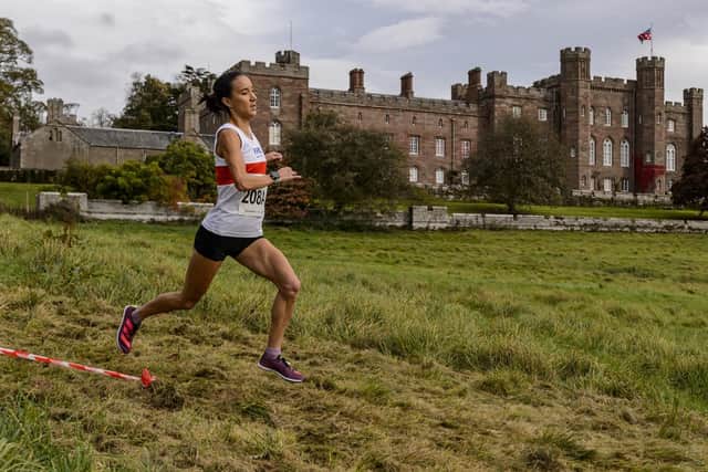 Jenny Selman in cross-country action at Scone Palace during the Lindsays Scottish Athletics XC Relays. Picture: Bobby Gavin/Scottish Athletics