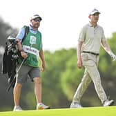Euan Walker walks with his caddie Tim Poyser during the final round of the Rolex Challenge Tour Grand Final supported by the R&A at Club de Golf Alcanada in Port d'Alcudia, Spain. Picture: Octavio Passos/Getty Images.