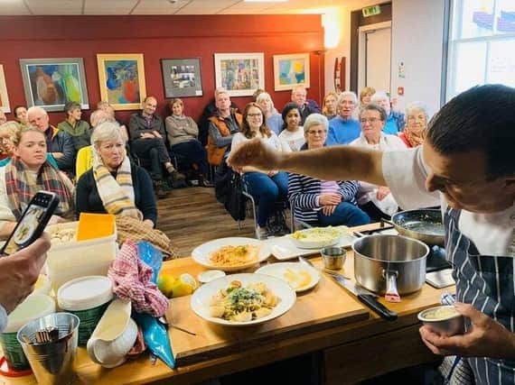 Chef Douglas Lisi demonstrates his Italian dishes at Kirkcudbright Food Festival 2019