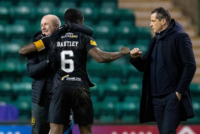 Livingston manager David Martindale, left, and his Hibs counterpart Jack Ross.