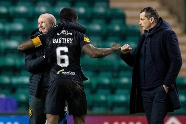 Livingston manager David Martindale, left, and his Hibs counterpart Jack Ross.