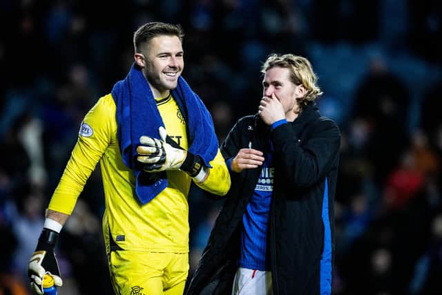 Rangers goalkeeper Jack Butland (left) is under consideration for an England recall. (Photo by Alan Harvey / SNS Group)