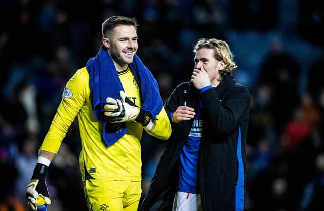 Rangers goalkeeper Jack Butland (left) is under consideration for an England recall. (Photo by Alan Harvey / SNS Group)