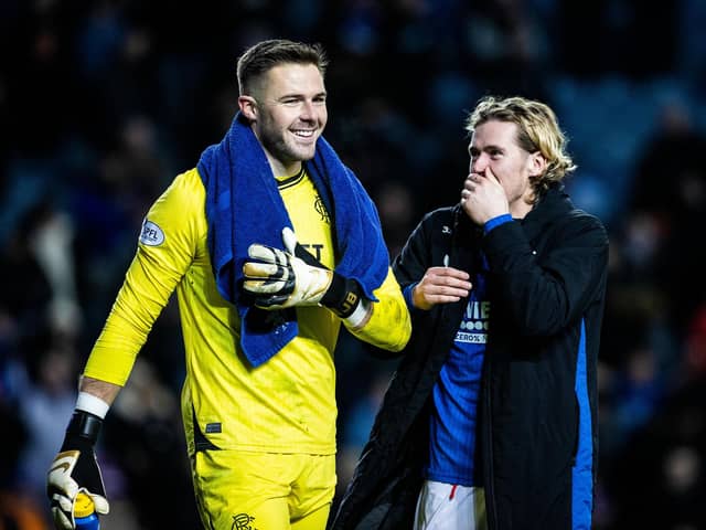 Rangers goalkeeper Jack Butland (left) is under consideration for an England recall. (Photo by Alan Harvey / SNS Group)