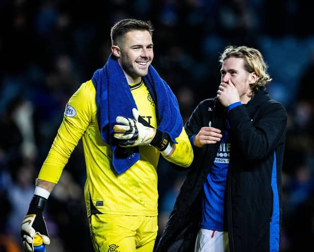 Rangers goalkeeper Jack Butland (left) is under consideration for an England recall. (Photo by Alan Harvey / SNS Group)