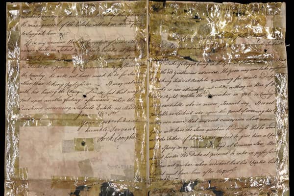 The 1747 letter which sets out the forfeiture of the estate of major Jacobite figure, Donald Cameron of Lochiel. PIC: Contributed.
