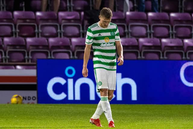 Celtic's Carl Starfelt made his debut in the Glasgow side's Premiership defeat to Hearts on Saturday. Photo by Craig Williamson / SNS Group