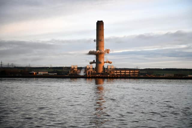 The iconic 600ft chimney at Longannet -- Scotland's last operational coal-fired power station -- had dominated the Firth of Forth skyline for more than 50 years, before it was demolished following the plant's closure in 2016. Picture: Michael Gillen