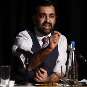 Humza Yousaf speaking at the SNP leadership hustings at Rothes Halls, Glenrothes. Picture: Jeff J Mitchell/PA Wire